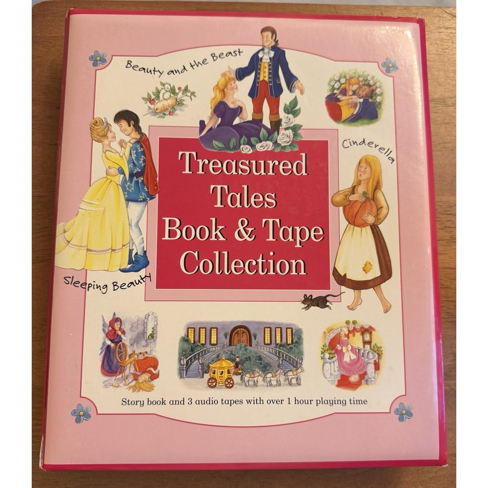Treasured Tales Book & 3 Tape‎ Collection Cinderella Beauty Beast Cottagecore